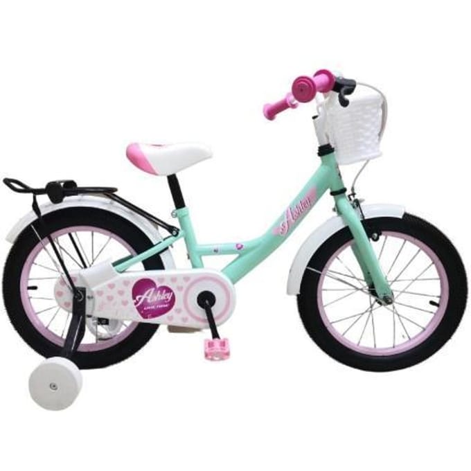 Volare Bicycles Ashley 16 muntgroene fiets met mandje en zijwielen Fietsen