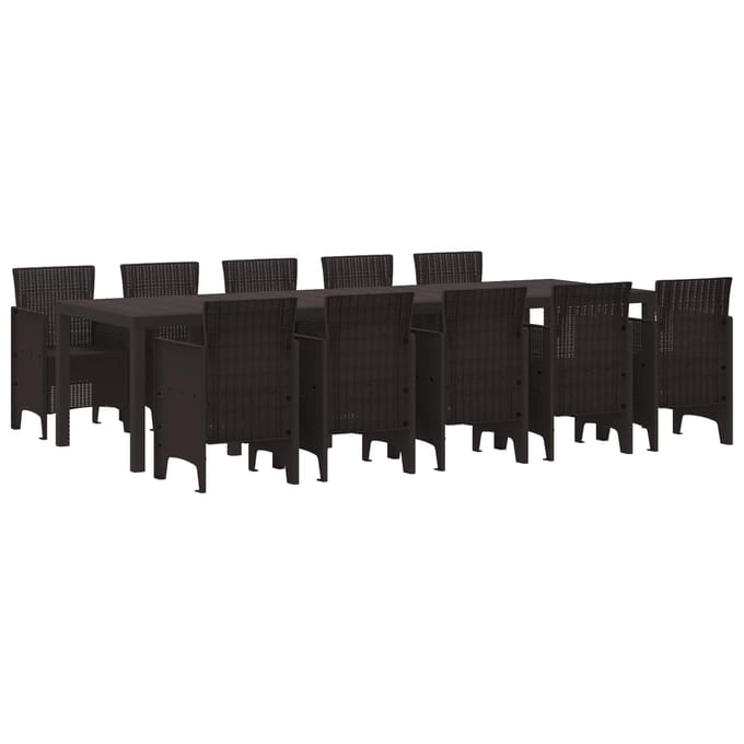 vidaXL - Tuin - Eettafel - Set - 11 - st - Bruin - Rattan