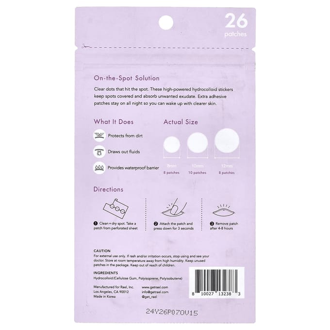 Rael Miracle Patch, Nachtelijke Puistjespleister, 26 Stuks white