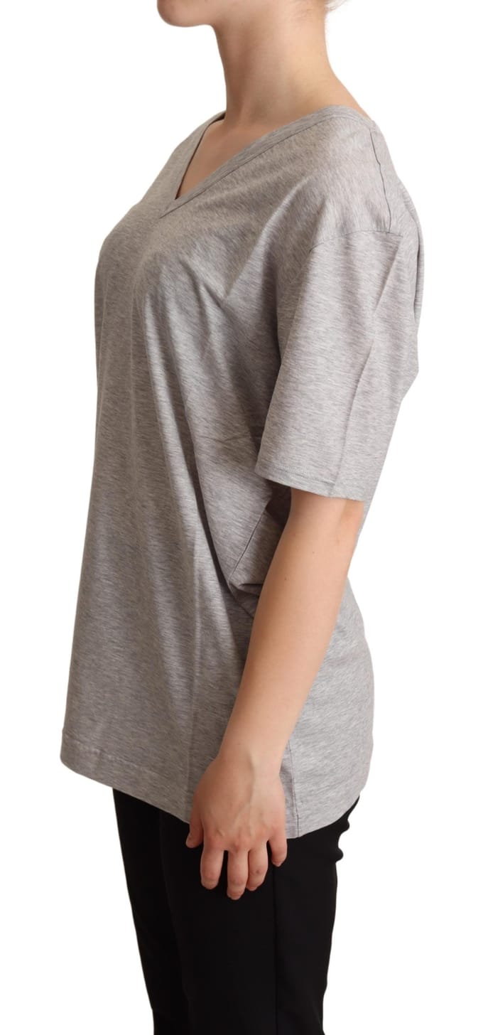 Dolce & Gabbana Dames Grijze V-hals T-shirt