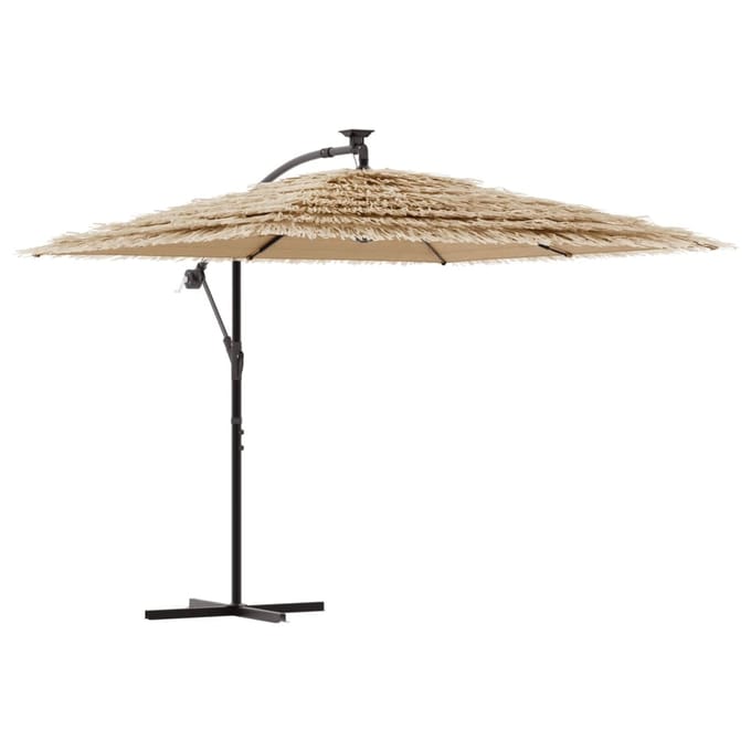vidaXL - Parasol - met - LED's - en - stalen - paal - 246x246x230 - cm - bruin