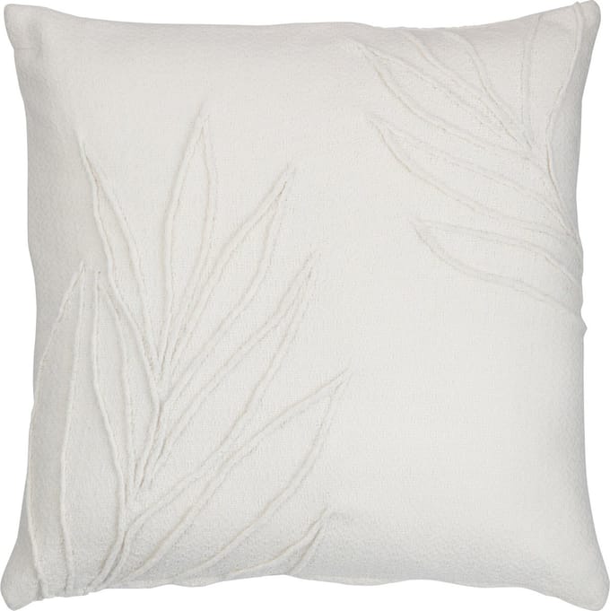 J-Line kussen Blad Fijn Vierkant - polyester - wit