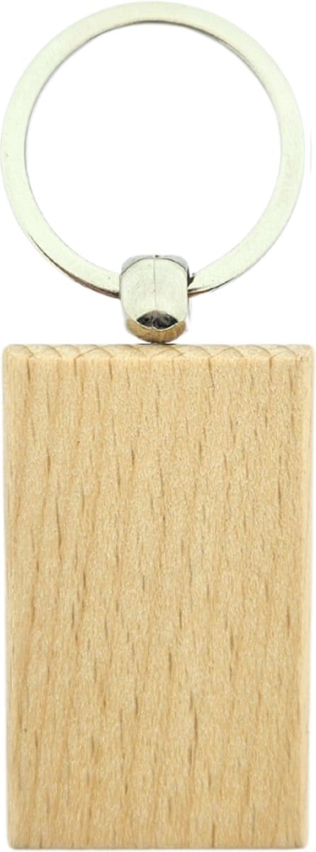 CombiCraft Blanco houten sleutelhanger rechthoek 51x32mm - per 1 stuk
