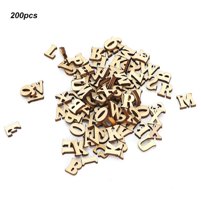 200 stuks DIY Houtblad in Vorm van Logletter Educatief Speelgoed Knutselen Decor voor 26 Engelse Letters beige
