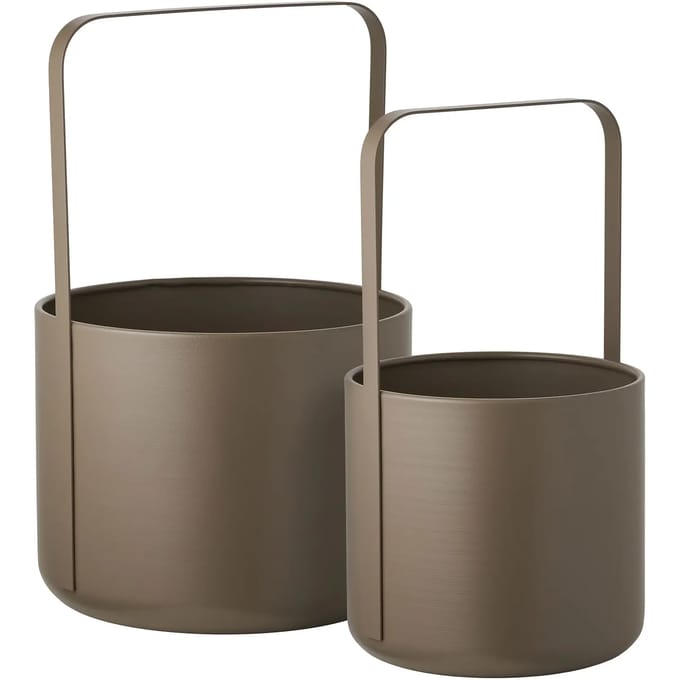 Tea bloempot, opberging set van 2 bruin.