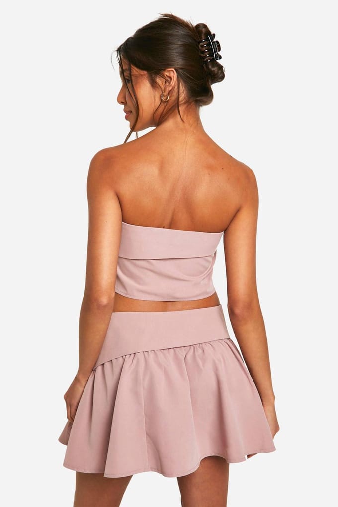 boohoo Dames Foldover Tailleband Detail Minirok | Paddestoel | Maat: 40