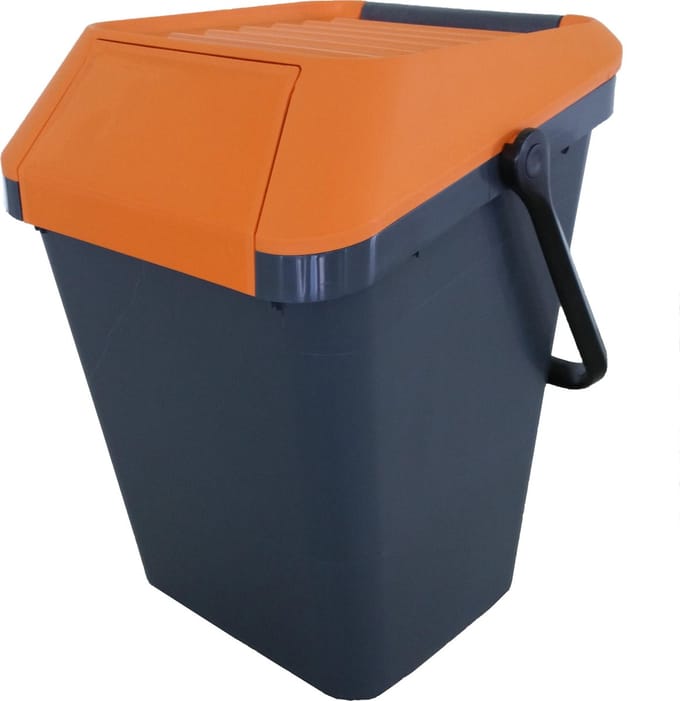 EasyMax afvalemmer 45 liter grijs/oranje - stapelbaar