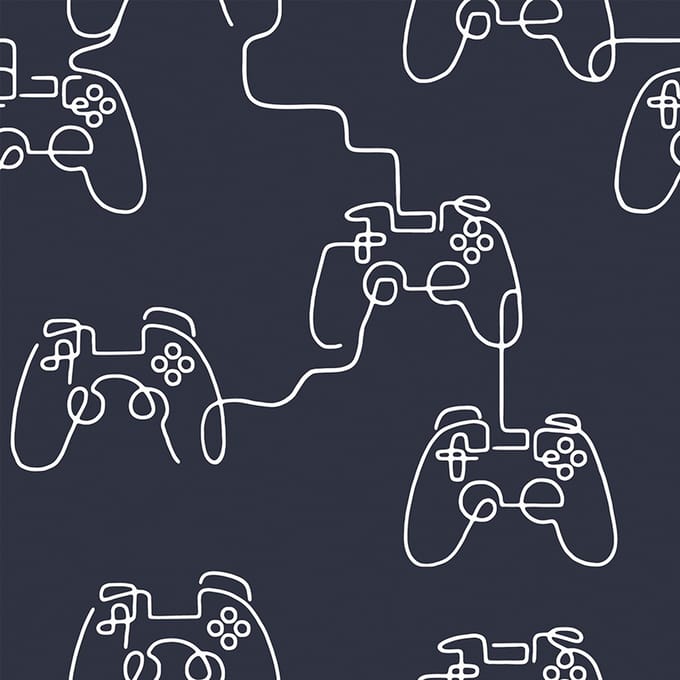 Next vliesbehang Gamer Doodle blauw 10mx52cm