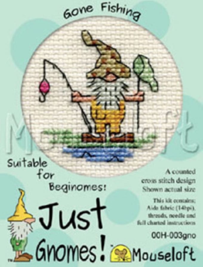 Mini Borduurpakketje - Gnome Aan Het Vissen