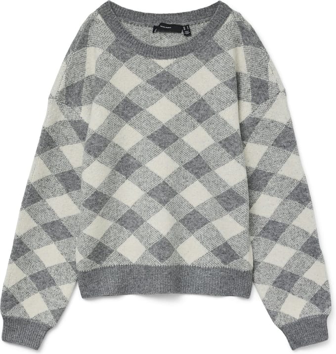 Vero Moda Trui Vmlara Ls O-neck Pullover Boo Rep 10310862 Medium Grey Mel/w. Birch Dames Maat - S