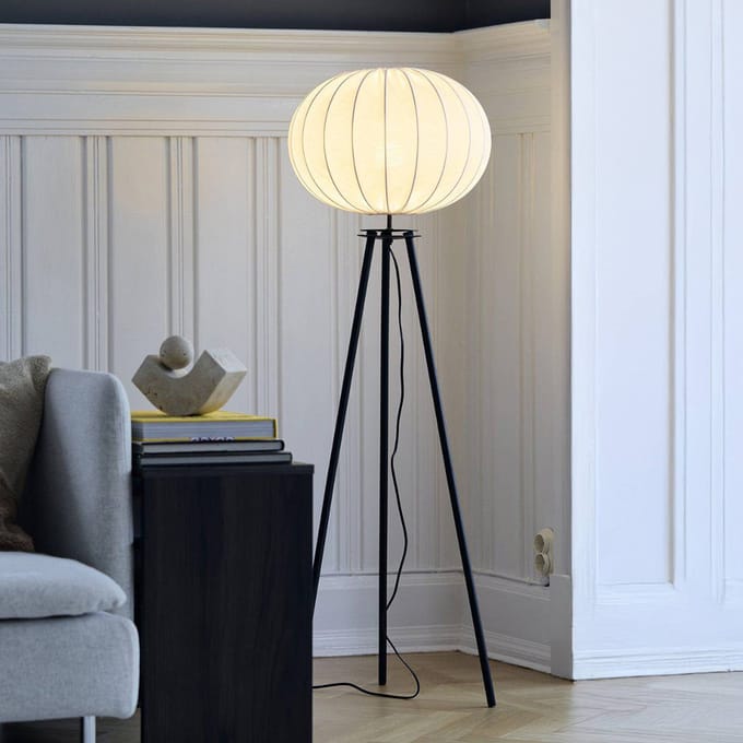 PR Home Vloerlamp Base, zwart, hoogte 125 cm, textiel
