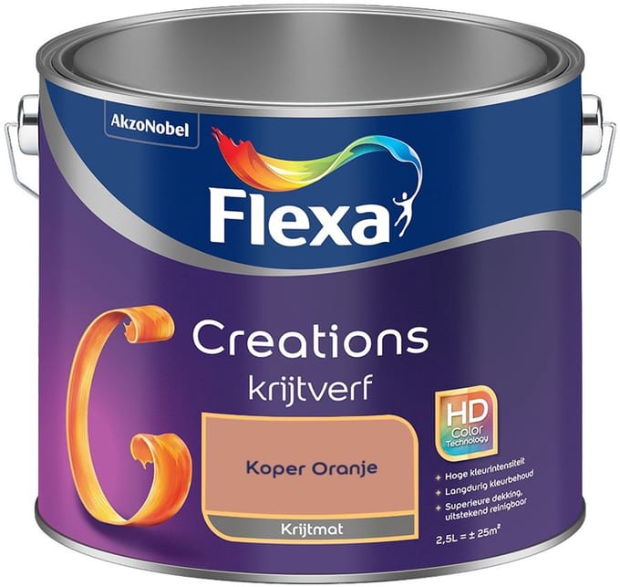 Flexa - Creations Muurverf Krijt - Koper Oranje - Mengverf - 2,5 L
