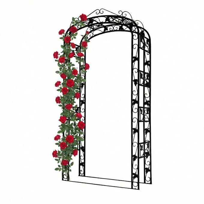 Rozenboog - zwart - 120x240x45 cm - metaal - met grondpennen