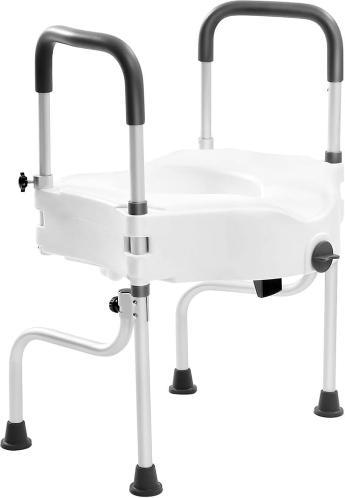Toiletsteun Frame - Opstahulp WC - Veilig Zelfstandig - Verstelbare Hoogte - 44x52 cm - Wit