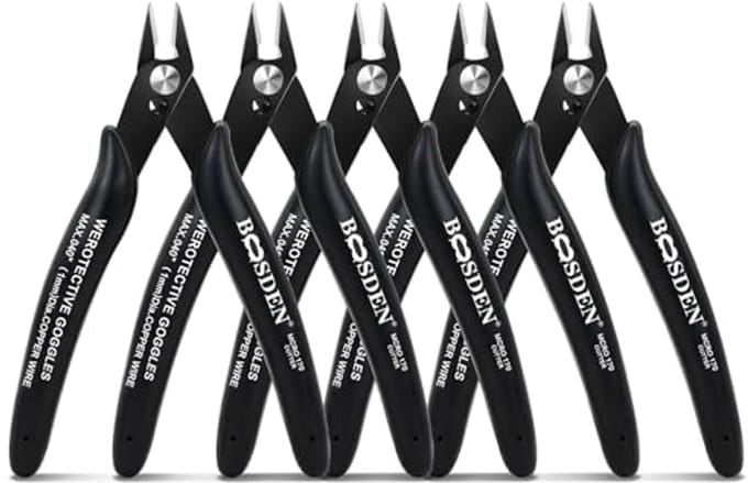 Flush Cut Pliers Set - 5 Inch Precision Wire Cutters for Crafts & Electronics