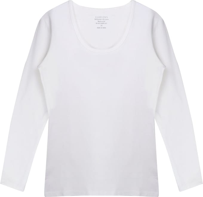 Claesen's® - Dames T-Shirt LS Cotton/Lycra - Wit - 95% Katoen - 5% Lycra