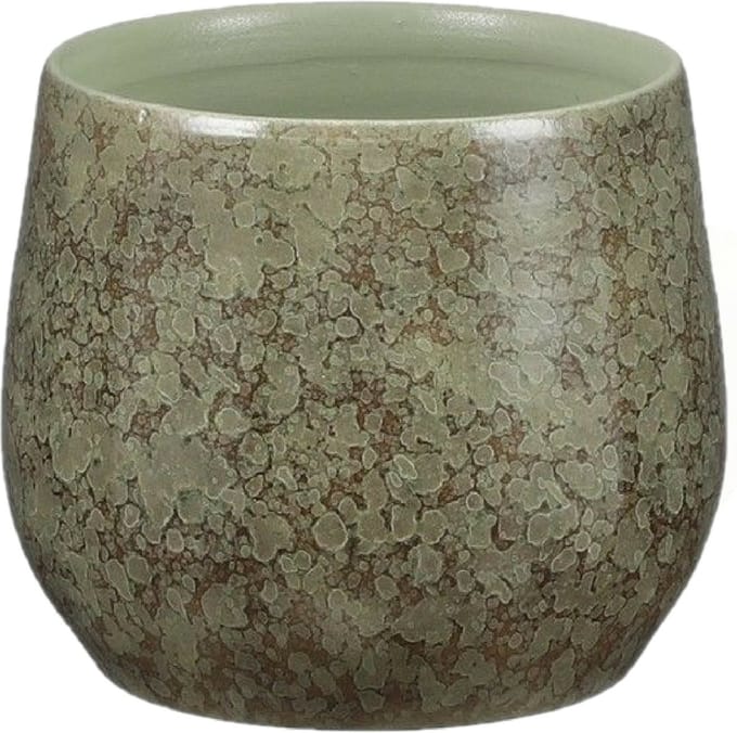 Mica Decorations - Plantenpot/bloempot - Terracotta - groen shadow - D19 en H17 cm