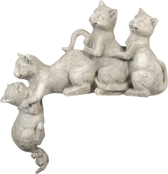 Clayre & Eef Beeld Kat 47x13x51 cm Grijs Kunststof