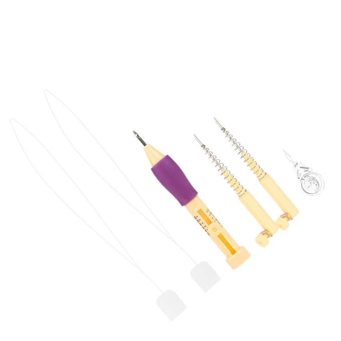 Borduurviltnaald Punch Pen met 2 Veer-naalden Set Gereedschap voor DIY Knutselen white