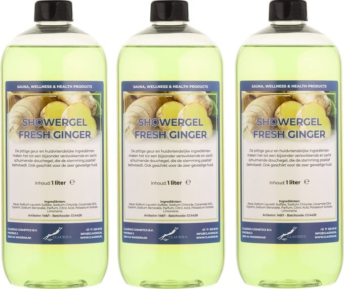 Douchegel Fresh Ginger 1 liter - set van 3 stuks - showergel