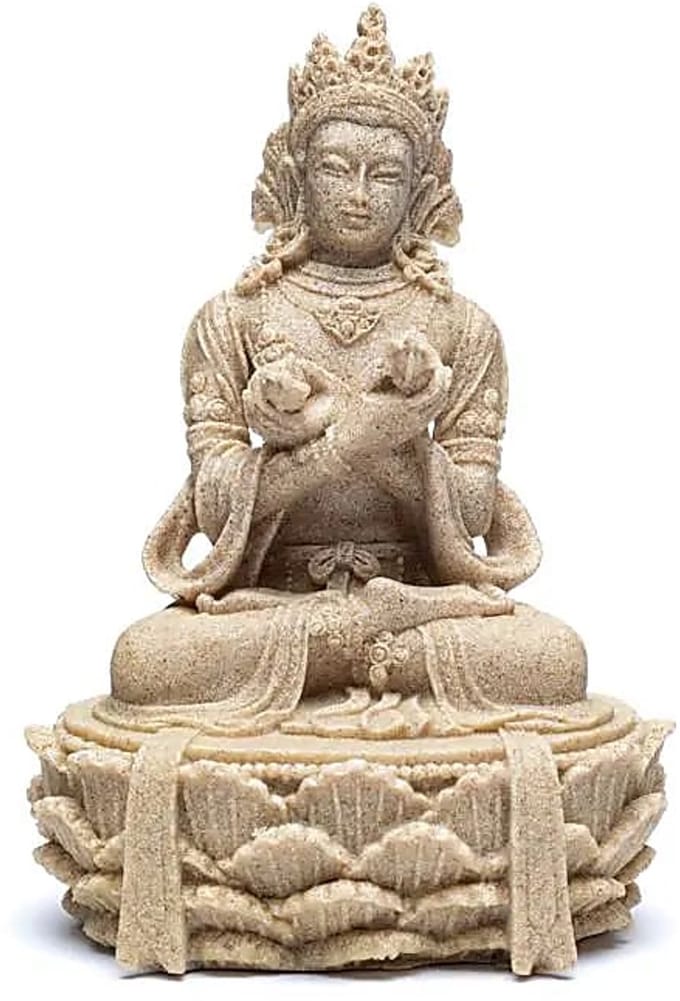 Boeddhabeeld met dorje en bel zandkleur