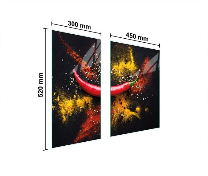 TMK ArtDeko - Glasbeschermingsplaat - 75x52 cm - Chilli - Gehuwd Glas