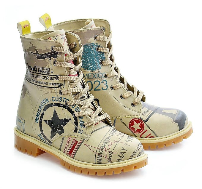 Goby Dames Veterboots Wanderlust Passport - Handgemaakt Vegan Leer - Maat 40