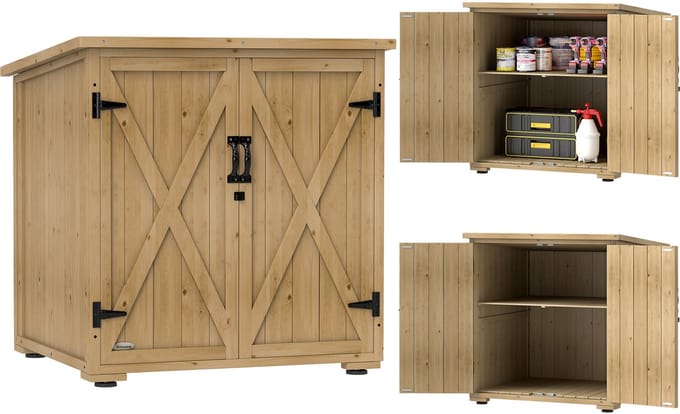 Outsunny - Tuinkast - Afsluitbaar - 77,5L x 88B x 90H cm - Bruin