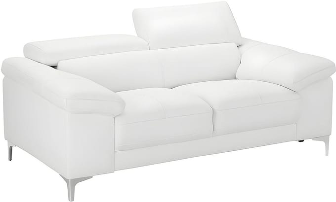 Vente-unique Tweezitsbank van leer SOLANGE - Wit