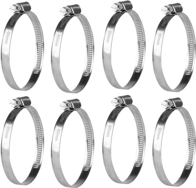 8pcs RVS Slangklemmen - Verstelbare 70-90mm Slangklem Set - 304 RVS Pijp Klemmen