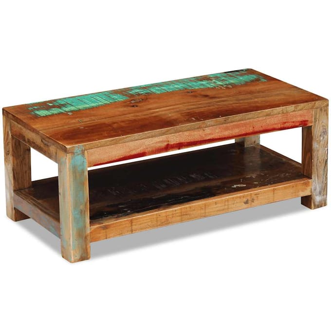 vidaXL - Salontafel - 90x45x35 - cm - massief - gerecycled - hout