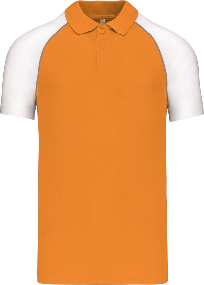 Herenpolo 'Baseball' korte mouwen Oranger/White - S