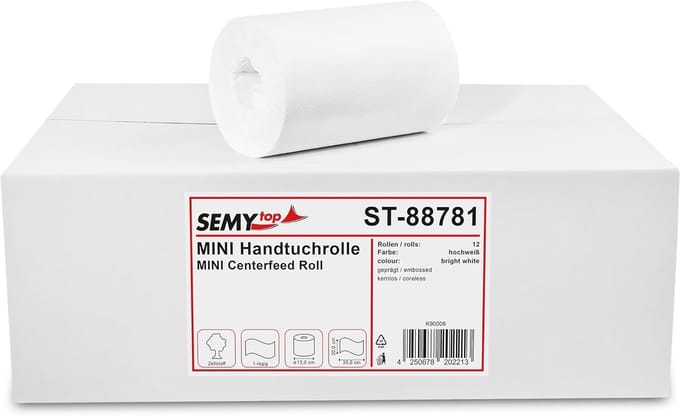 Mini Handdoekrollen Zonder Kern - Binnenafwikkeling - 1 Laags Cellulose Keukenrol