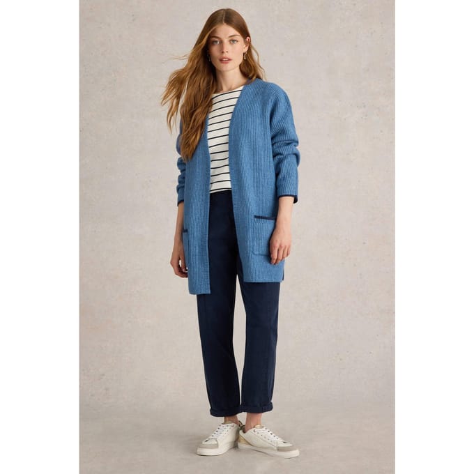 White Stuff Emmie Longline Cardi Mid Blue Taglia: 10 | Giacche Outlet | Donna | Blu