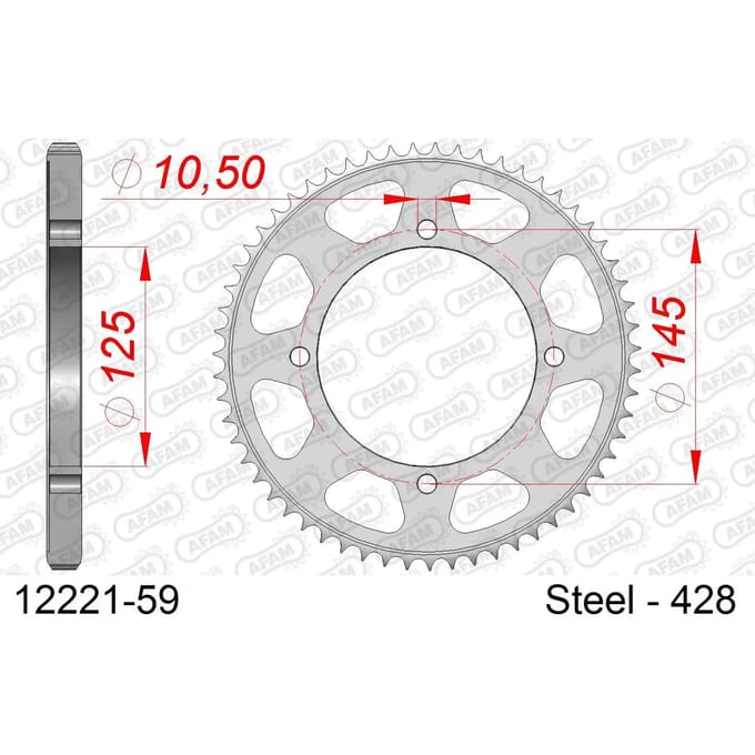 Stalen tandwiel Afam 428 59 dents