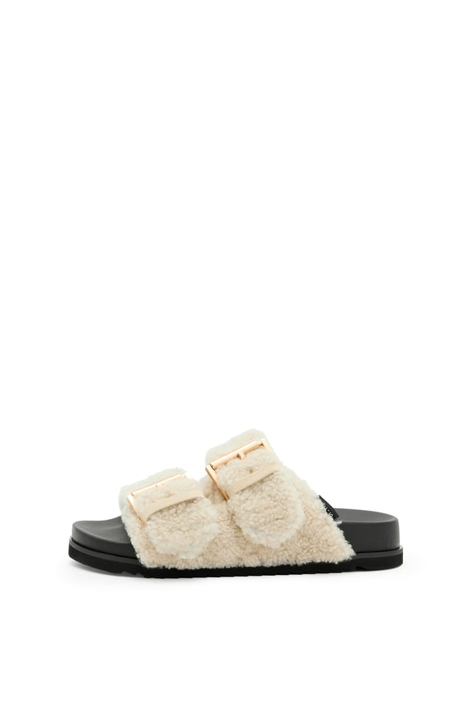 AllSaints Sian Sherpa Sandal Cream White Taglia: 38 | Infradito Outlet | Donna | Bianco