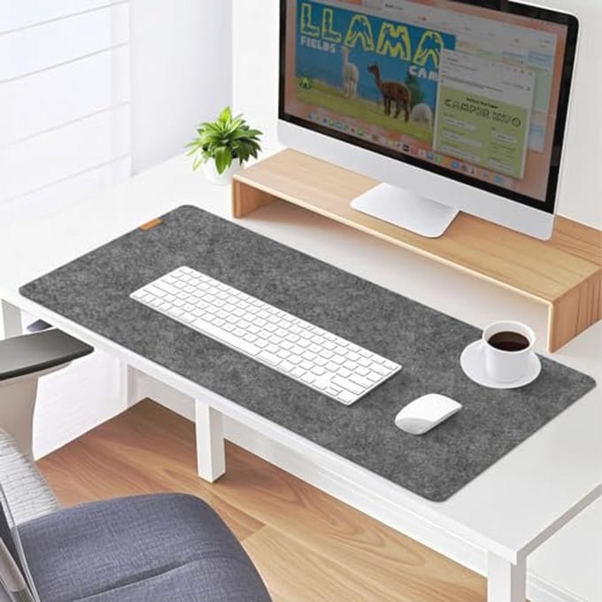 Antislip Bureauonderlegger van Vilt - Ideaal voor Thuis en Kantoor (90 x 40 cm, Donkergrijs)