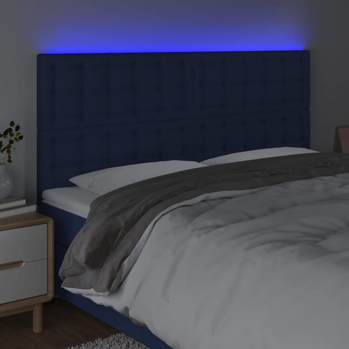 vidaXL - Hoofdbord - LED - 160x5x118/128 - cm - stof - blauw