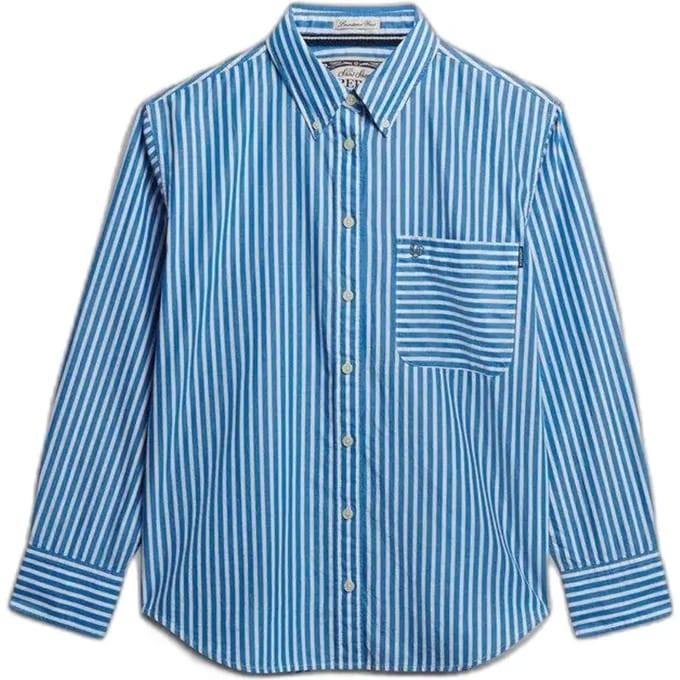 Superdry Poplin Relaxed Fit Overhemd Met Lange Mouwen Blauw L Vrouw