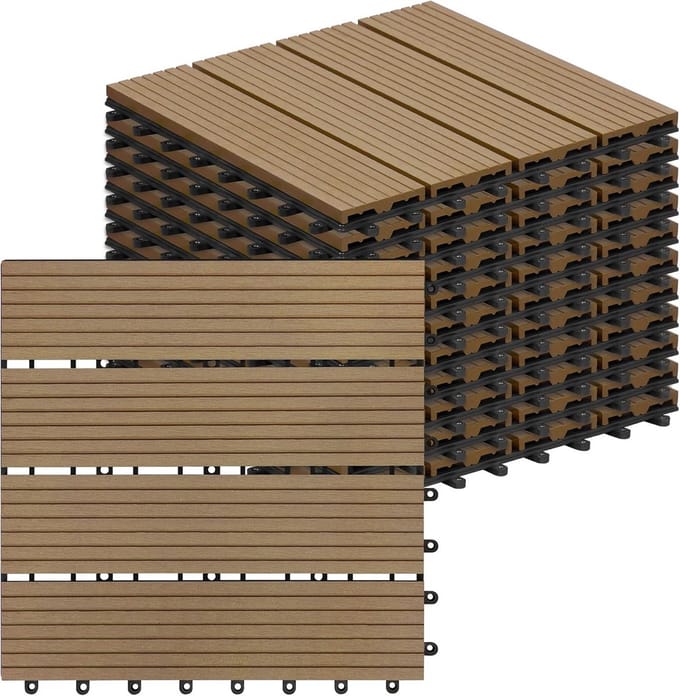 WPC Terrastegels 1m² - Kliksysteem Balkon- en Terrasvloer Tuintegels Buiten