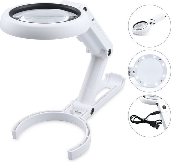 WiseGoods Luxe Vergrootglas Met LED & Standaard - Loep Met Verlichting - Bureau Accessoires - Science - Lezen - Reparatie Sieraden