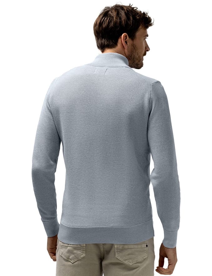 half zip trui State of Art Regular fit Lichtblauwe structuur