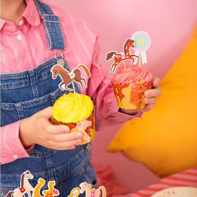 Kleurrijke Muffinbakjes met Paarden - 6 stuks
