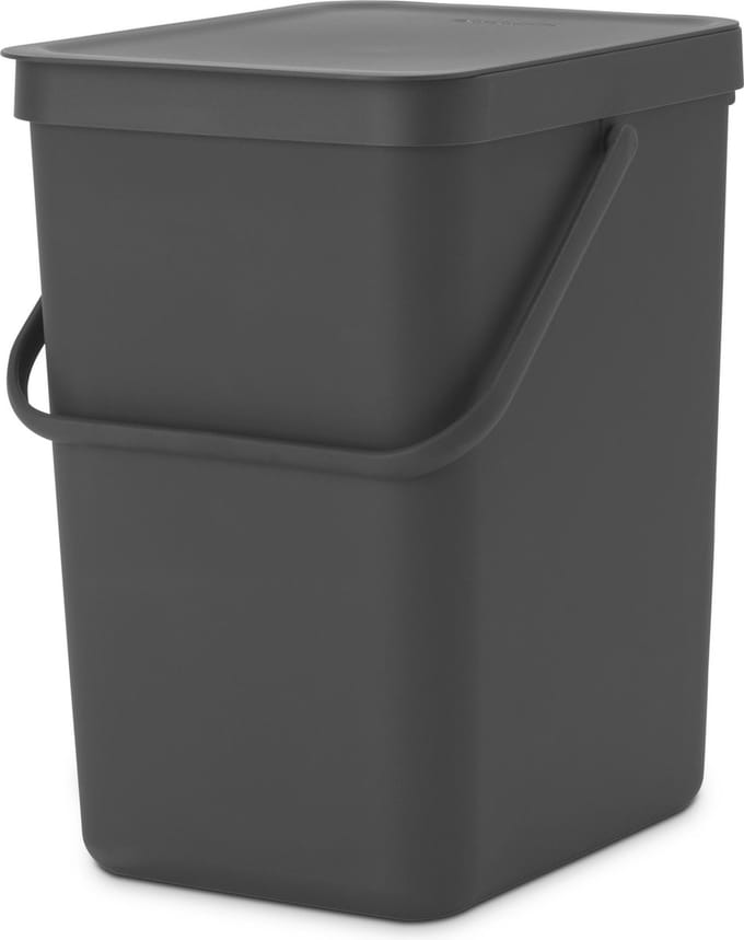 Brabantia Afvalbak Sort & Go - Kunststof - Donkergrijs - 26.8x34.5x40.1cm - 25l