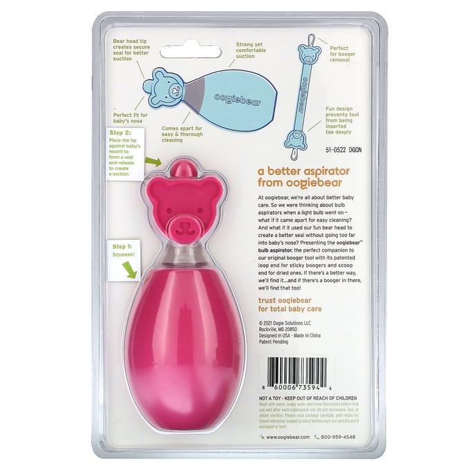 Oogiebear, berenbeurs, roze, 2 stuks