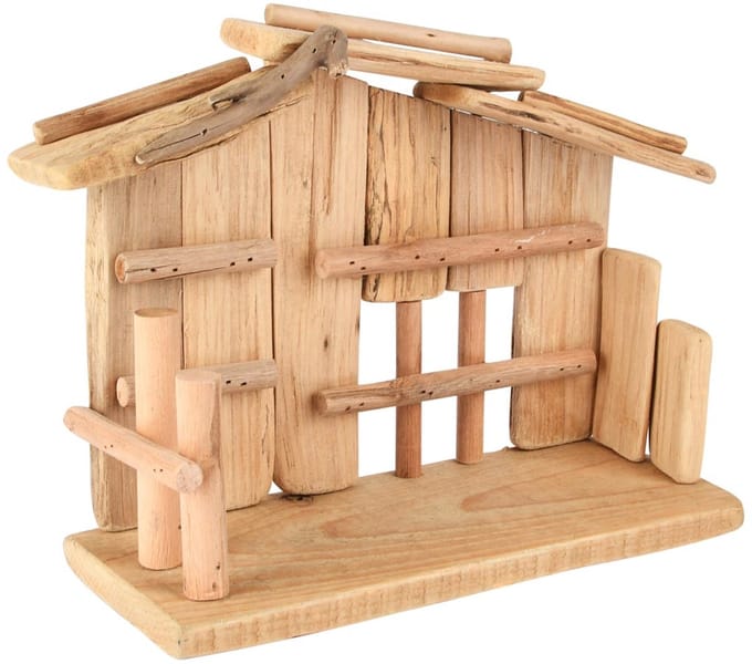 Dekoratief | Kerststal, naturel, hout, 27x10x20cm | A255614