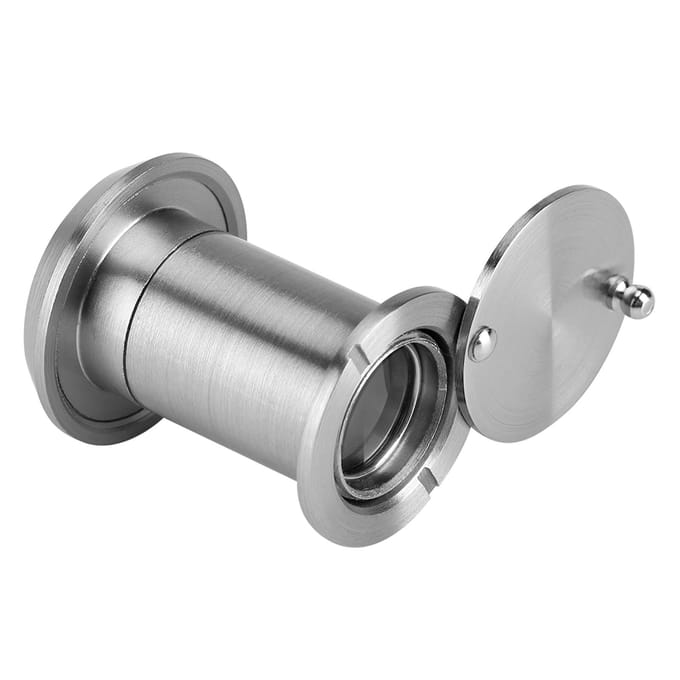 Deurkijker met optische glazen 220 graden groothoeklens voor thuisbeveiliging (Geborsteld zilver)
