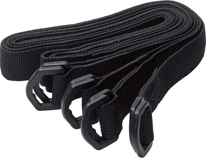 Set van 4 Stevige Spanbanden met Dubbele D-Sluiting voor Motorbagage, 100 x 2,5 cm, Zwart