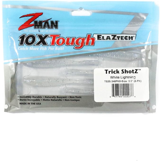Zman zachte kunstaas Trick ShotZ 3,5 inch 6/pack witte bliksem (2076)