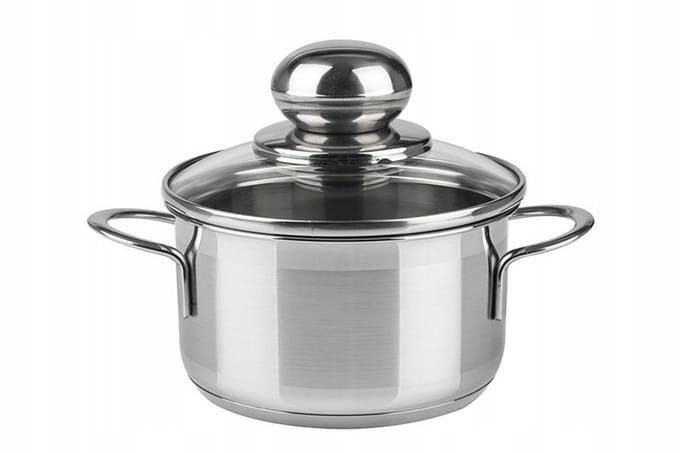 SSW City Pannetje 16 cm 1.5L met Glazen Deksel - RVS